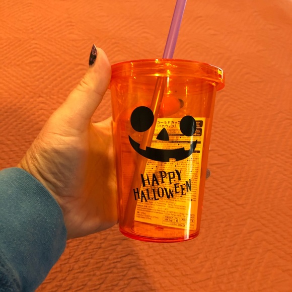 12 ounce pumpkin tumbler with lid and straw - Picture 2 of 2